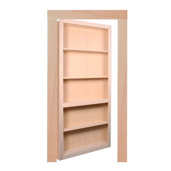 InvisiDoor Paneled Wood Unfinished Maple Bookcase Hidden Door Wayfair